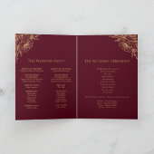 Burgundy Gold Floral Wedding Folded Program Programma (Binnen)