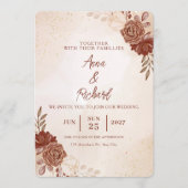 Burgundy & Gold Floral Wedding Invitation (Devant)