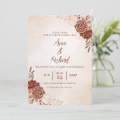 Burgundy & Gold Floral Wedding Invitation (Debout devant)