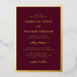 Burgundy Gold Foil Wedding Invitations Folie Uitnodiging
