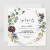 Burgundy Gold Geometric Afstudeerder Party Kaart (Voorkant)