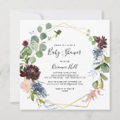 Burgundy Gold Geometric Baby shower Kaart (Voorkant)