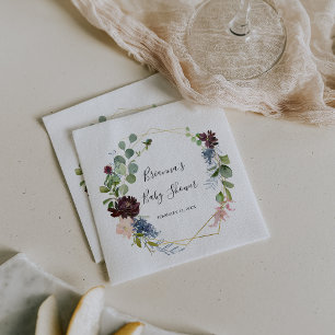 Burgundy Gold Geometric Baby shower Servet