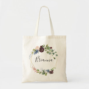 Burgundy Gold Geometric Bridesmaid Canvas tas