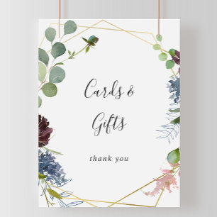 Burgundy Gold Geometric Cards and Gifts Sign Poster