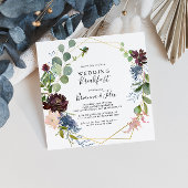 Burgundy Gold Geometric Weddenschap Breakfast Kaart