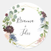 Burgundy Gold Geometric Wedding Envelope Seals Ronde Sticker (Voorkant)