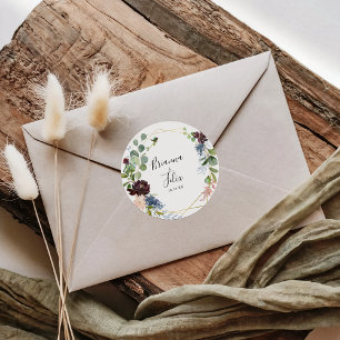 Burgundy Gold Geometric Wedding Envelope Seals Vierkante Sticker