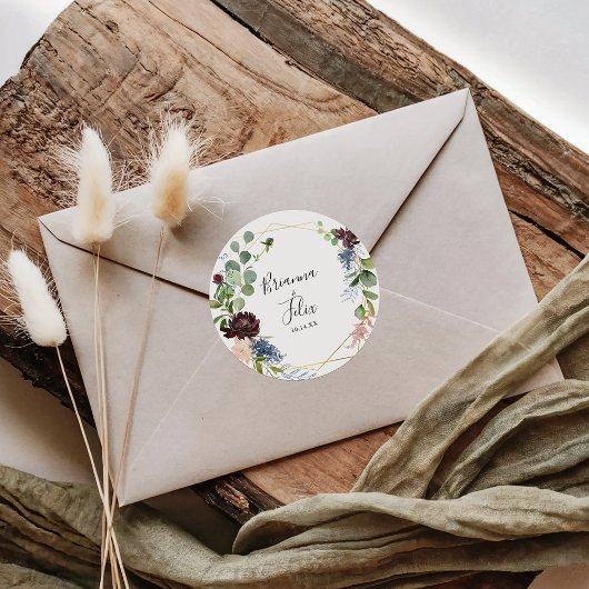 Burgundy Gold Geometric Wedding Envelope Seals Vierkante Sticker