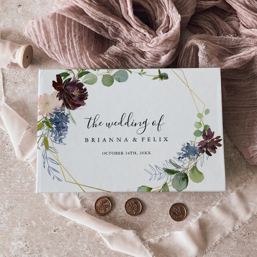 Burgundy Gold Geometric Wedding Gastenboek
