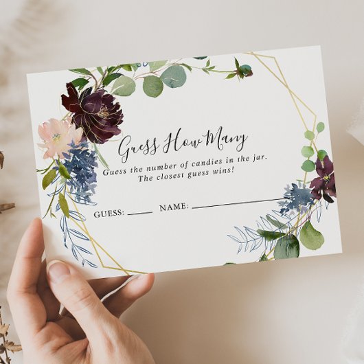 Burgundy Gold Géométrique Devinez combien de carte