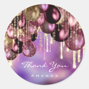 Burgundy GOLD GLITTER BALLONS Dank Bourgogne Ronde Sticker