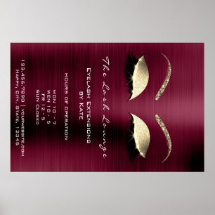 Burgundy Gold Glitter Branding Beauty Lashes Glam Poster