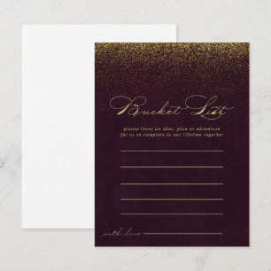 Burgundy Gold Glitter Bucket List-kaarten Briefkaart