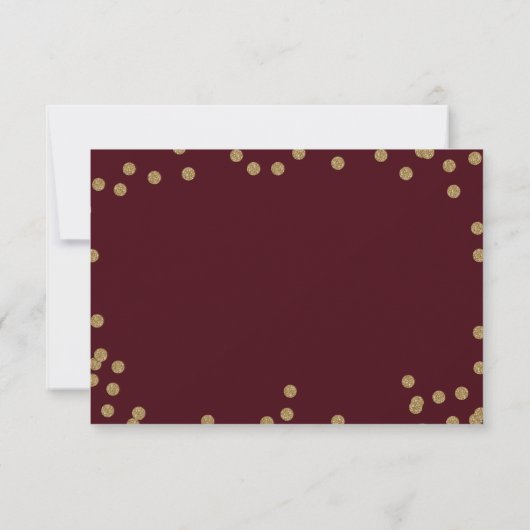 Burgundy Gold Glitter Confetti Elegant Wedding RSVP Kaartje (Achterkant)
