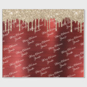  Burgundy Gold Glitter Driving kerstnaam Cadeaupapier (Vlak)