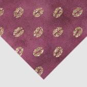 Burgundy Gold Glitter Kisses Lips Tissuepapier (Detail)