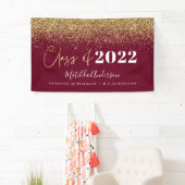 Burgundy gold glitter script class van afstuderen spandoek (Insitu)