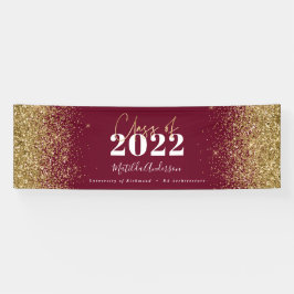 Burgundy gold glitter script class van afstuderen spandoek