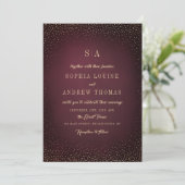 Burgundy Gold Glitter Simple Monogram bruiloft Kaart (Staand voorkant)