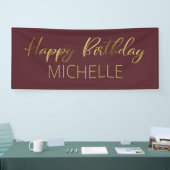 Burgundy Gold Happy Birthday Spandoek (Beurs)