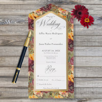 Burgundy & Gold Jewel Floral Green No Dinner