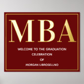 Burgundy Gold MBA Afstuderen Welkom Folie Afdrukken (Voorkant)