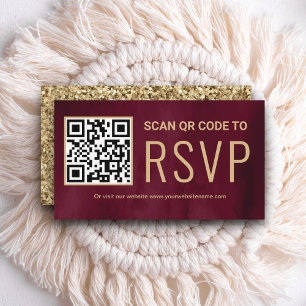 Burgundy Gold Online QR Code RSVP Weddenschap Webs Informatiekaartje