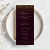 Burgundy Gold Parties scintillant Calligraphy Menu
