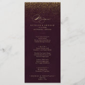 Burgundy Gold Parties scintillant Calligraphy Menu (Devant)
