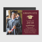 Burgundy Gold Photo Faire-part de graduation (Devant / Derrière)