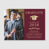 Burgundy Gold Photo Faire-part de graduation (Devant)