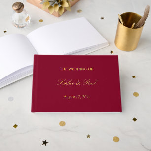 Burgundy Gold Real Foil Élégant Mariage Livre d'in