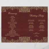 Burgundy Gold  Red Folded Wedding Program (Achterkant)