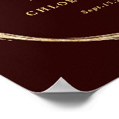 Burgundy & Gold Rustic Gold Circle Weddenschap Wel Poster (Hoek)