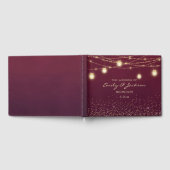 Burgundy Gold String Lights Lantern Wedding Gastenboek (Volledig)