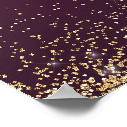 Burgundy Gold String Lights Weddenschap Welkom Poster (Hoek)