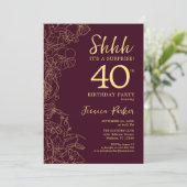Burgundy Gold Surprise 40e verjaardag Kaart (Staand voorkant)