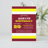 Burgundy Gold White Team Anniversaire Invitation (Debout devant)