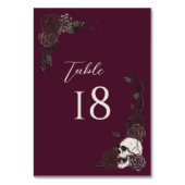 Burgundy Gothic Wedding Table Number Card Kaart (Achterkant)