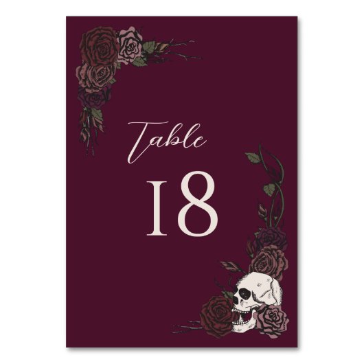 Burgundy Gothic Wedding Table Number Card Kaart (Voorkant)