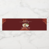 Burgundy & Goud Herdenking  Waterfles Etiket (Enkel label)