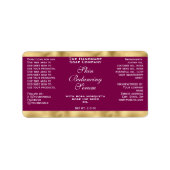 Burgundy Goud Kleine Druppelfles Etiket (Voorkant)