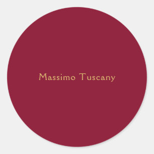 Burgundy Goud Professionele Trendy Minimalistische Ronde Sticker