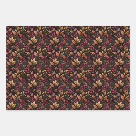 Burgundy Goud Zwart Bruiloft Bruidsfeest Verjaarda Inpakpapier Vel (Voorkant)