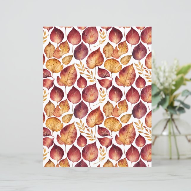 Burgundy & Goudblad Patroon (Staand voorkant)