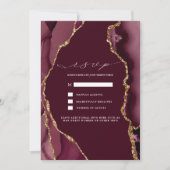 Burgundy & Gouden Agate Huwelijks RSVP Kaart (Voorkant)