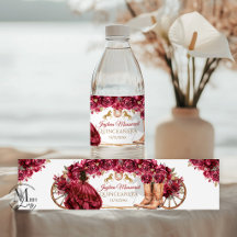 Burgundy Gouden Charra Paard Quinceañera
