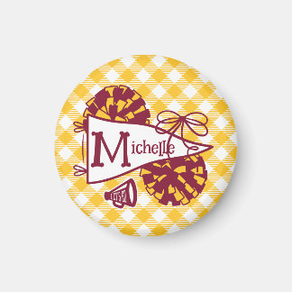 Burgundy Gouden Cheer Wimpel Persoonlijke Locker Magneet