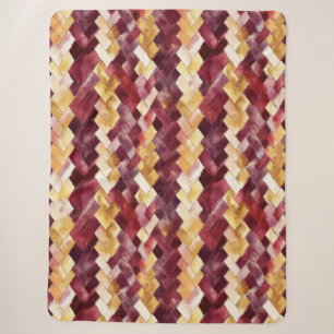 Burgundy Gouden Perzik Zigzag Kerstmis Sherpa Deken